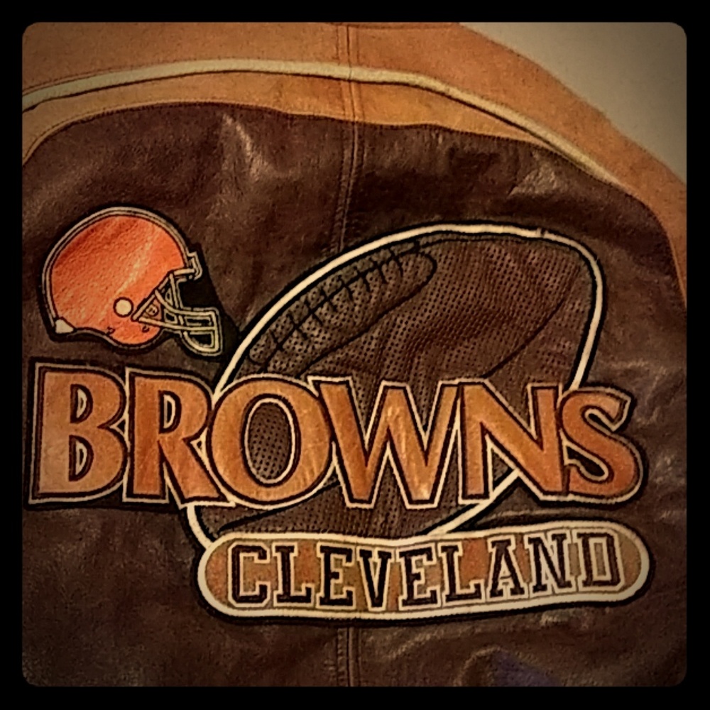 Official mirage team NFL all leather browns jacket
